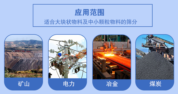 礦業(yè)振動篩應(yīng)用行業(yè)：適合大塊狀物料及中小顆粒物料的篩分：礦山，電力，冶金，煤炭等。