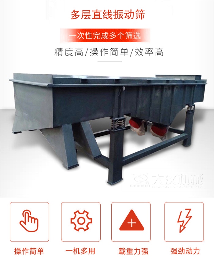 多層直線振動(dòng)篩篩分精度高，操作簡(jiǎn)單，效率高，一次性完成多種篩選。