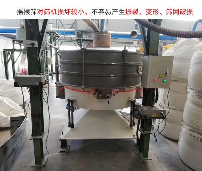 搖擺篩沒有振動力借助的主要是篩箱搖晃，所以磨損較小。