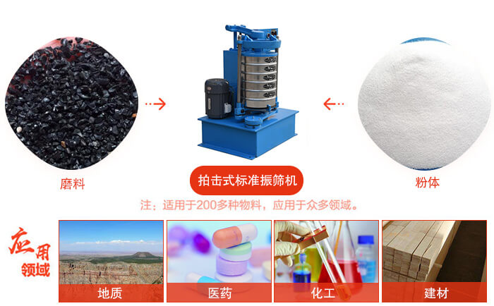 拍擊篩適用于多種物料顆粒狀，粉狀，不規(guī)則物料的篩分。